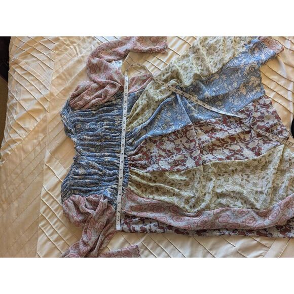 Free People Womens Multicolor Merrie Print Smocked Chiffon Boho Tunic Top S NWT - Picture 4 of 6